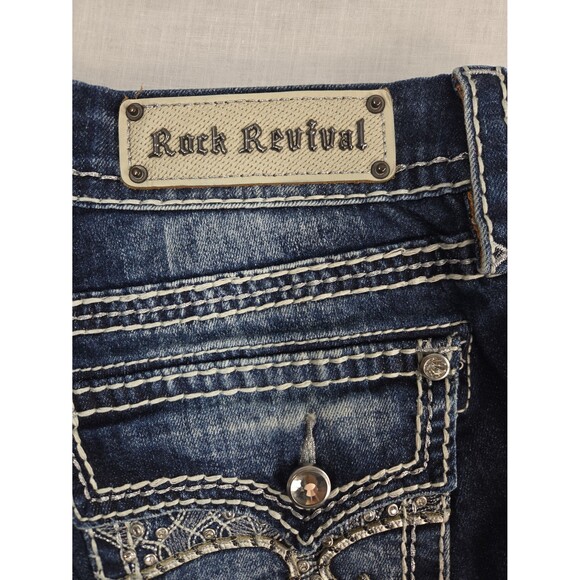 Rock Revival Berry Straight Leg Low Rise Stretch Jeans Womens Size 29 Bling Glam - Picture 10 of 10